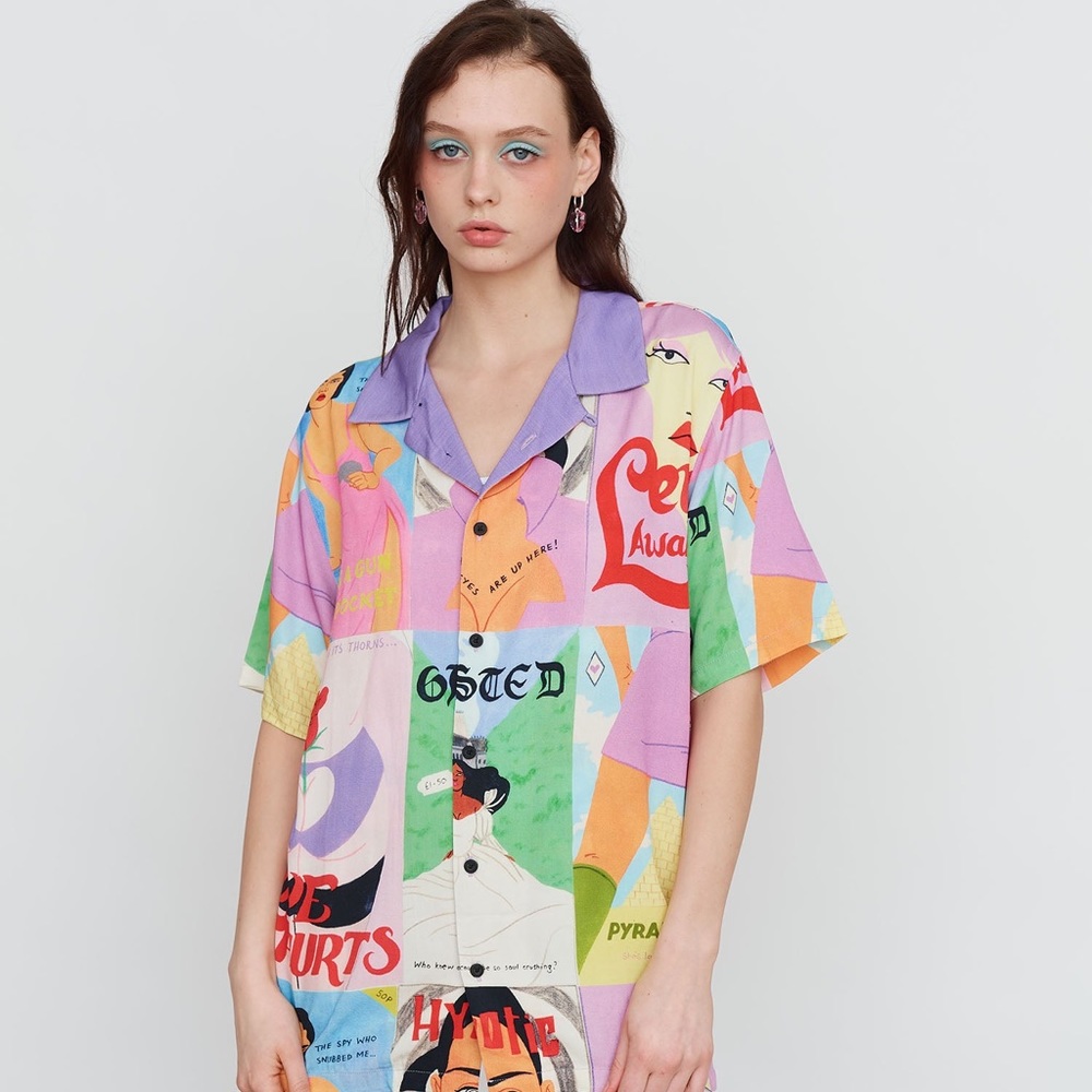 Lazy Oaf x Laura Callaghan Bowling Shirt L